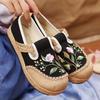 2022 Women Linen Canvas Shoes Retro Bohemian Slip-On Flat Comfortable Loafers Ladies Casual Embroidered Hemp Sole Sneakers