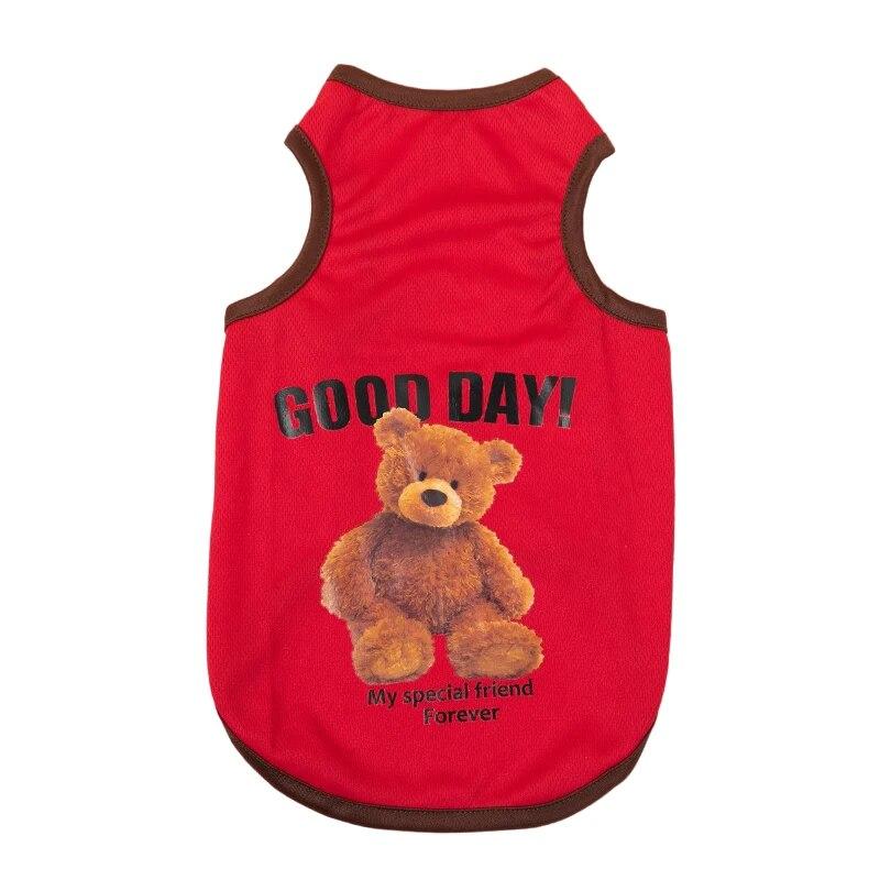 Жилет для домашних животных, одежда для маленьких собак, весна-лето, футболка без рукавов с принтом медведя для щенков и кошек, плюшевые костюмы чихуахуа, товары для домашних животных