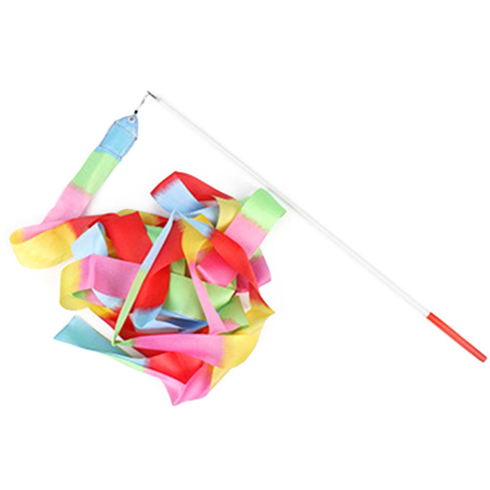 2 м Гимнастические ленты для танцев Тренировочное гимнастическое ритмическое оборудование Радужная палочка для кручения Художественная балетная лента для детей