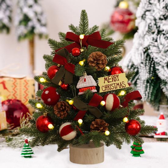 Мини-елка 45 см, светящаяся настольная искусственная рождественская сосна, работающая от батареек, маленькая