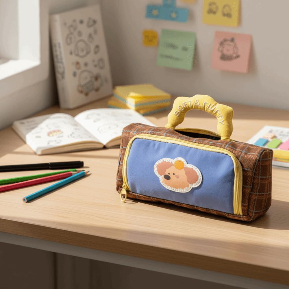 Color Block Pattern Student Stationery Box Creative Design Pencil Case Kids Gifts