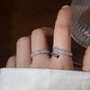 Элегантное корейское открытое кольцо из стерлингового серебра 925 пробы с цирконами для женщин, модный уникальный дизайн