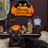 1/2pcs Halloween Black Cat Hanging Ornament Tag With Rope Door Hanging Props Background Decoration For Wall Home Party Festival