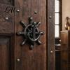 Cast Iron Door Knocker Black Vintage Anchors and Ship's Wheel Front Knocker Heavy Duty Rustic Handle Decoration for Wooden House Home Garden