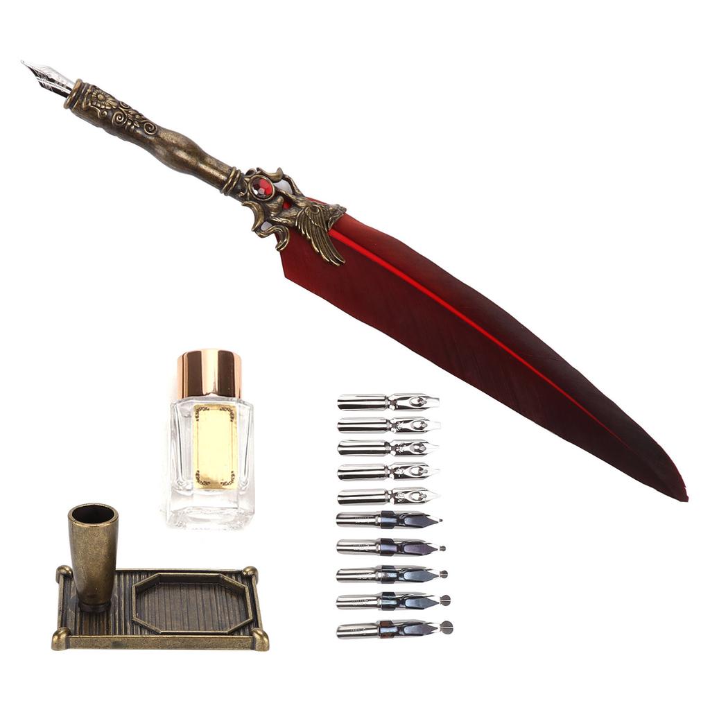 Набор перьевых ручек Винтажный Креативность Чернила Резьба Письменный Набор для Любимого Учителя Одноклассника Подарок Бордовый