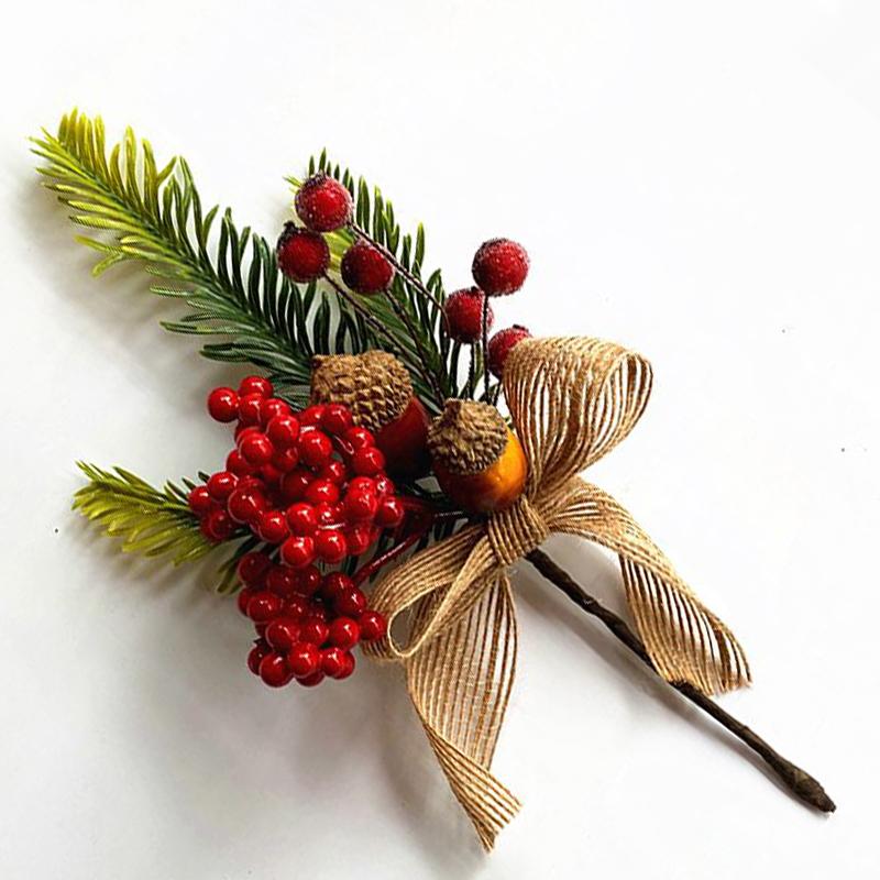 Искусственная Рождественская Елка Сосновые Ветви Рождественские Ягоды Для Рождества DIY Украшения для Венка Ноэль Настольные Украшения Детские Подарки