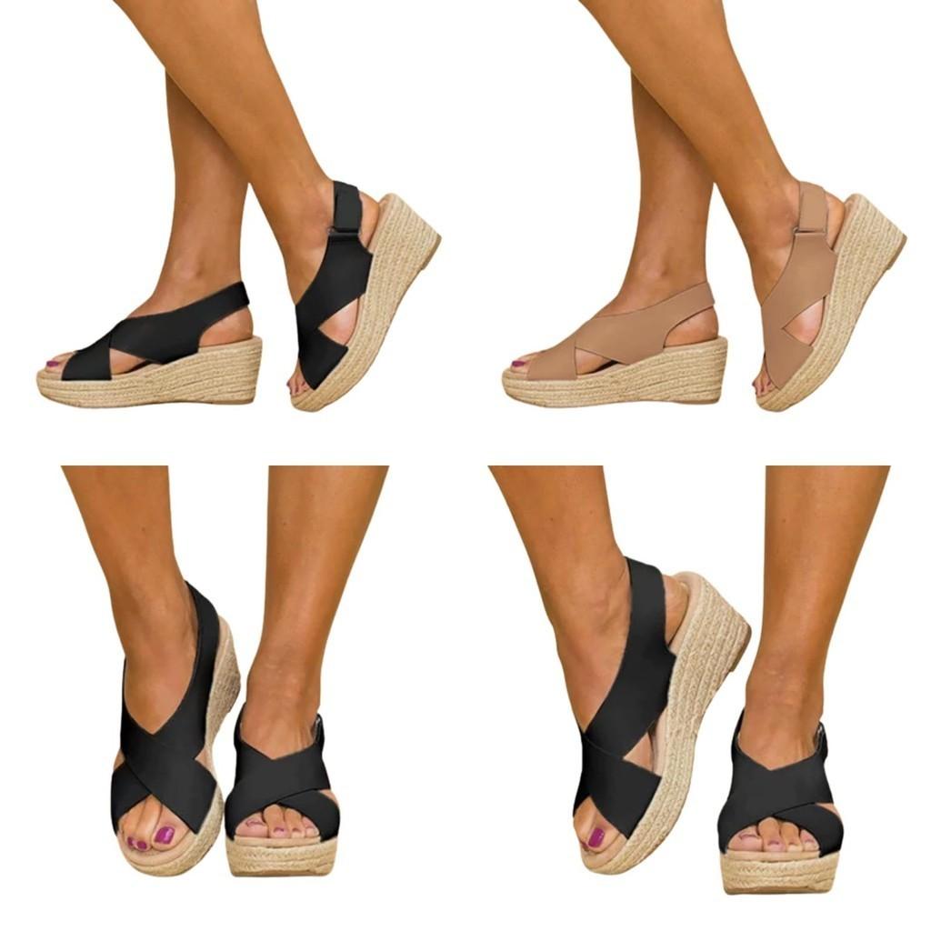 Stylish And Elegant Plus Size Women's Mid Heels Open Toe Sandals With Cork Platform