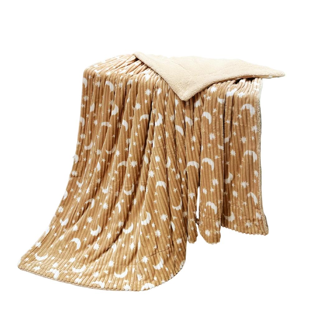 Fashionable Star and Moon Double-Layer Blanket, Flannel Blanket, Office Nap Blanket, Air-Conditioning Blanket