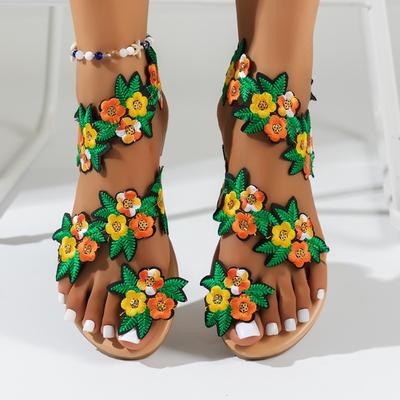 Модные женские богемные тапочки Модные цветочные пляжные сандалии Женские нескользящие дизайнерские туфли Повседневные шлепанцы 2024 Слайды для женщин