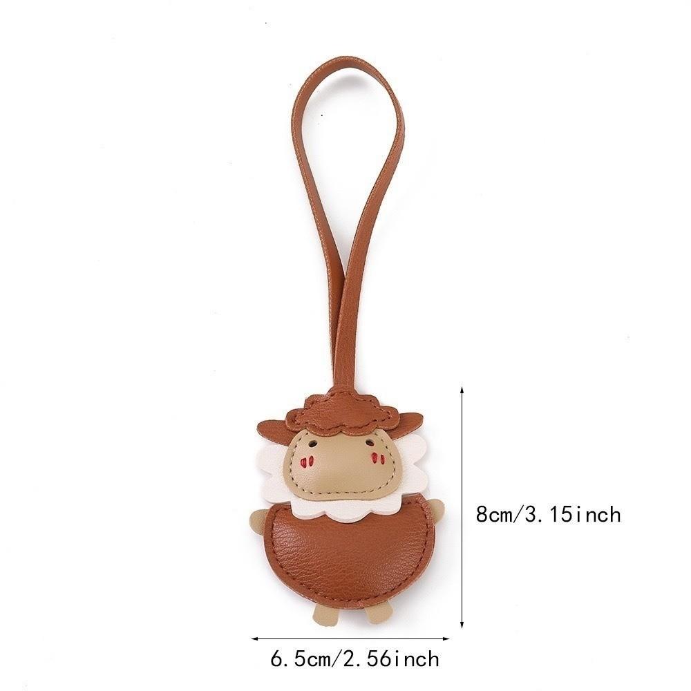 Cartoon PU Keychain Vintage New Year Pendant Fashion Sheep Bag Charm For Women
