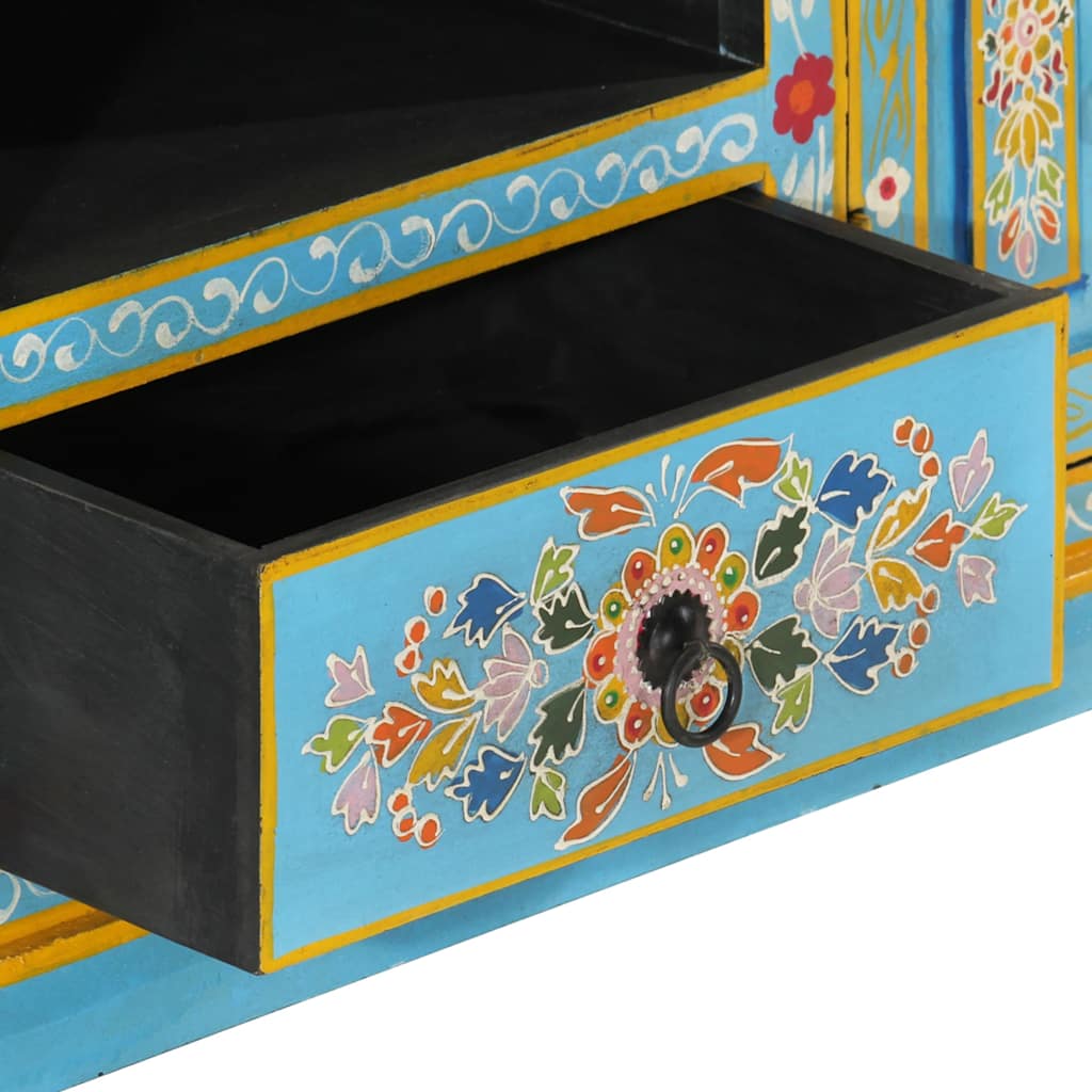 Blue TV Cabinet 110 x 30 x 40 cm Solid Mango Wood