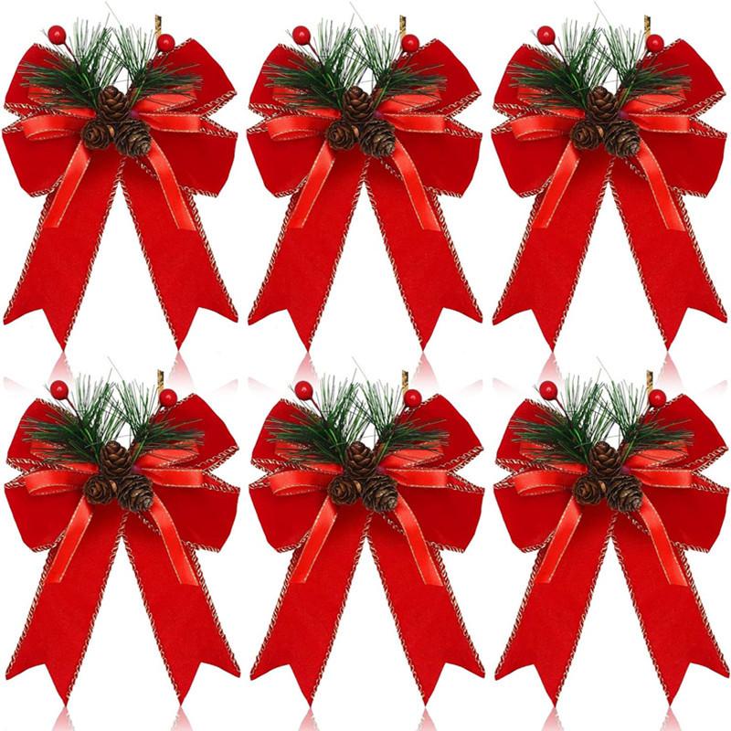Большой бархатный бант для верхушки рождественской елки, DIY, ornament из ленты с проволочным краем