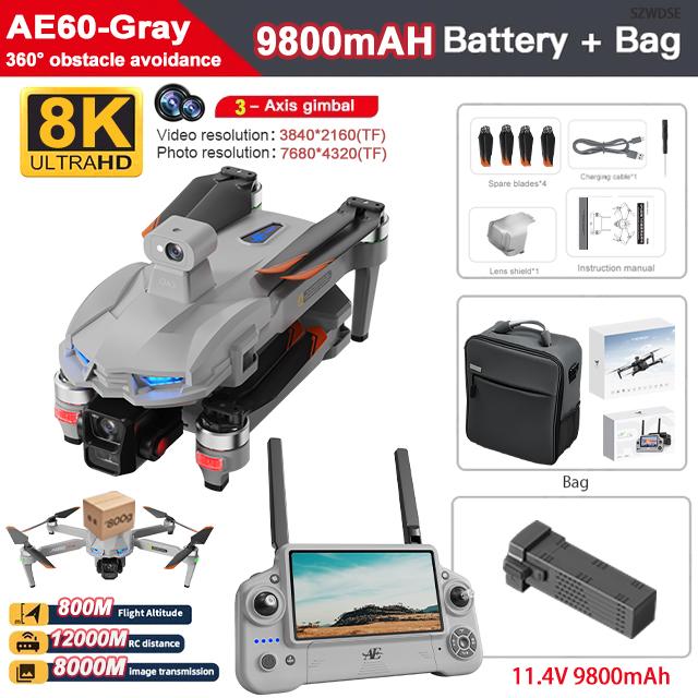 AE60 GPS Drone Professional 8K Camera 3-axis Gimbal 20km Digital Image Transmission Obstacle avoidance Brushless RC Quadcopter