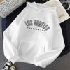 Los Angeles Kangaroo Pocket Hoodie Letter Print Sweatshirts Women Los Angeles Casual Long Sleeve Hiphop Streetwear Harajuku