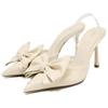 Zara Comfortable Versatile Bow Decorated Pointed Toe Open Back Mule High Heels Women High Heels White 12252510001-38