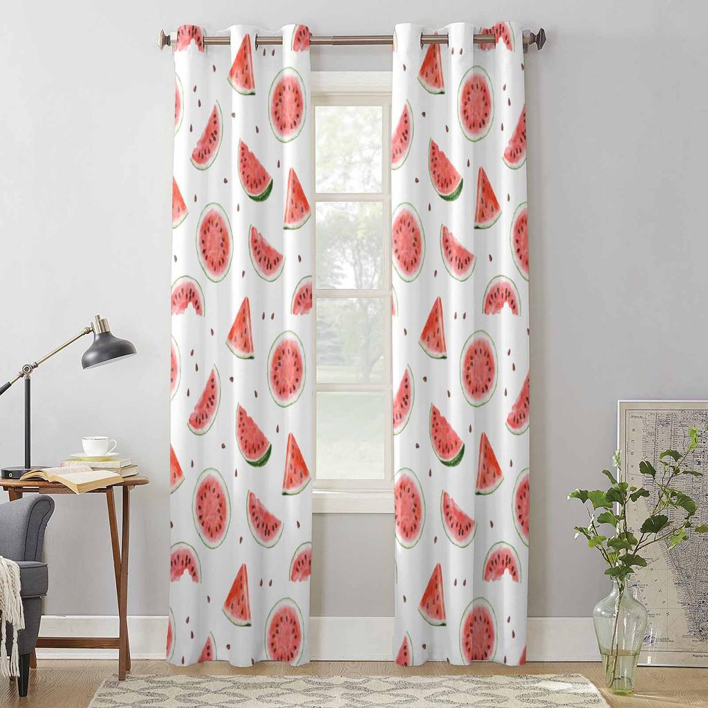 Summer Watermelon Watercolor Texture Window Curtains for Living Room Luxury Bedroom Curtain Kitchen Blinds Drapes Curtains