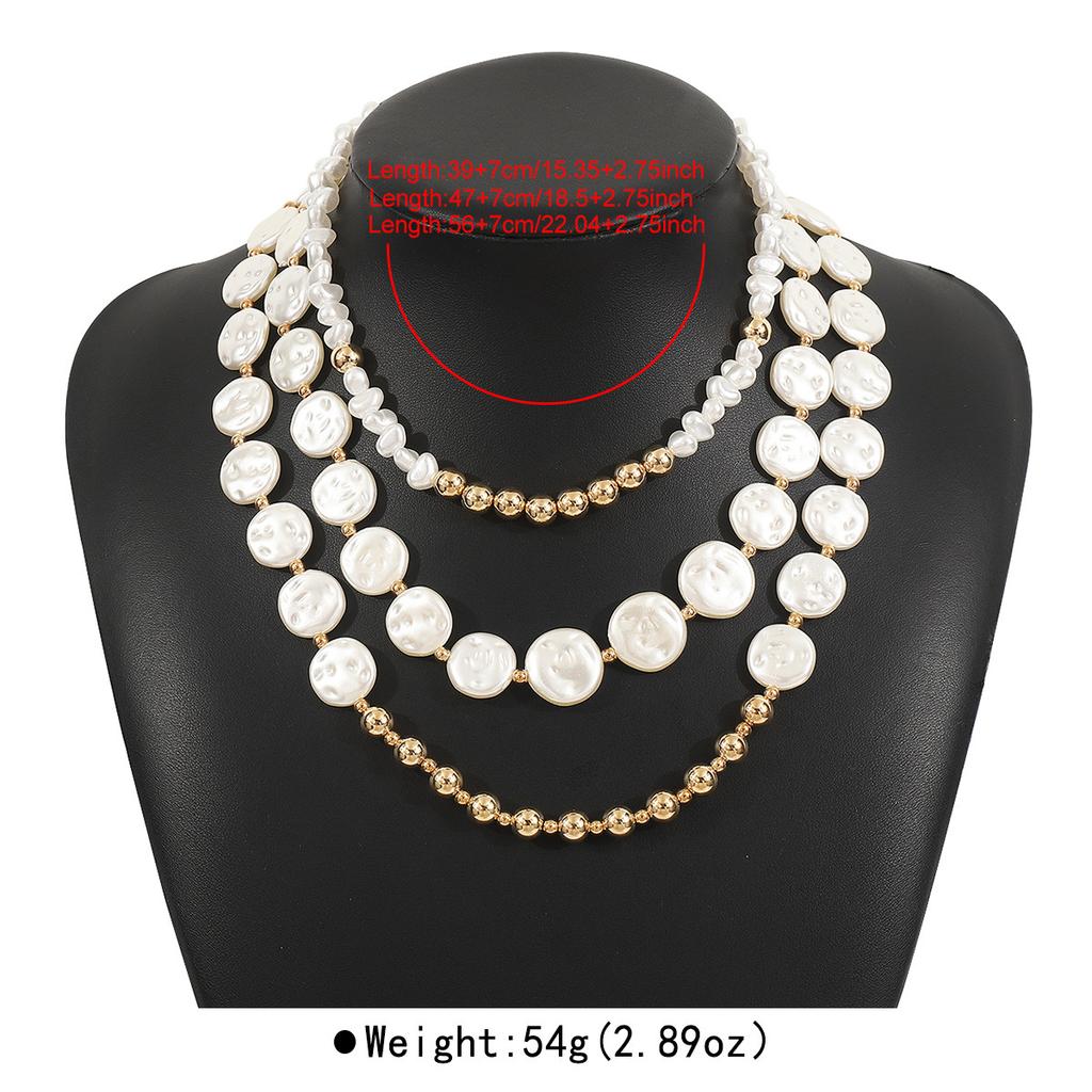 Европейское и американское новое круглое ожерелье из искусственного жемчуга, модное темпераментное повседневное геометрическое многослойное колье-цепочка на ключицу