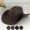 Unisex Western Cowboy Hats: Metal Round & Side Patterns with Buckle Belt, Perfect for Parties & Campfire Travel