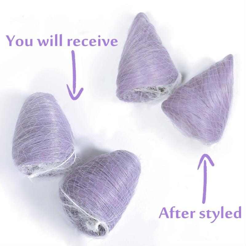 Wig&Hair Accessories*2 Genshin Impact Wig Keqing Cosplay Purple Long Curly Ponytails Ears Horns Pigtails Heat Resistant Women Halloween Free Wig Cap