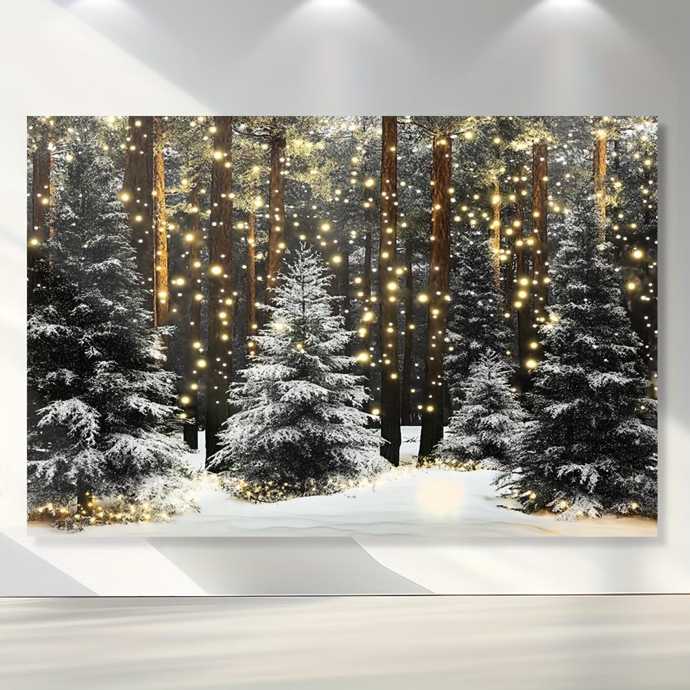 Рождественские елки Зимний снежный пейзаж Декоративный фон Зимний фотофон Украшения для фотостудии Фотобудка Рождественская вечеринка