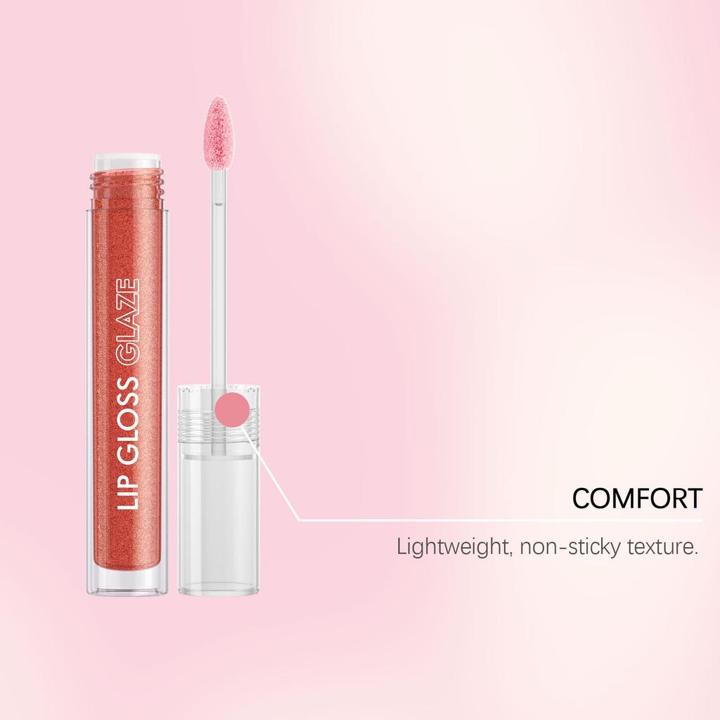 Red mirror fine glitter lip gloss moisturizing water light Dudu lip glaze light and translucent daily color moisturizing lip gloss 1pc