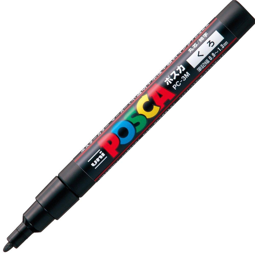 Mitsubishi Pencil Uni Posca Sign Fine Round Pack of 10 Water-Based Pens, Point, Tip, Black, PC3M.24,