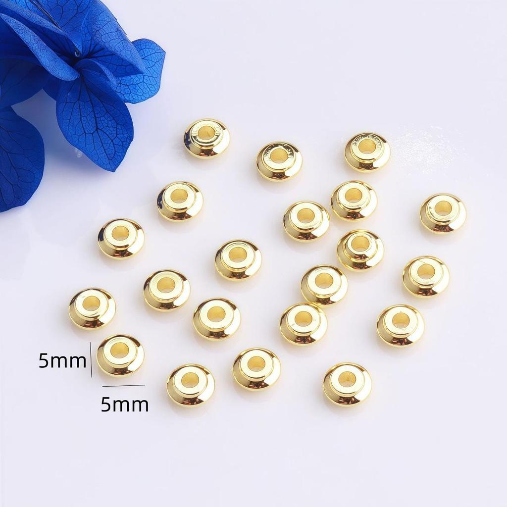Позолоченные (14K Gold-Filled) бусины в форме НЛО для изготовления украшений - Колесные прокладки-разделители с сохранением цвета для DIY-бисероплетения.