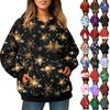 Ladies' Fashionable Long Sleeved Pullover With Christmas Print Hooded Pocket Sweatshirt