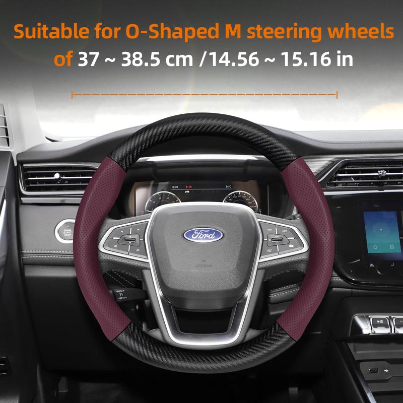 Fypaj3 Подходит для Ford Дышащие отверстия Кожа Матовая Текстура Углеродного волокна Чехол на рулевое колесо Подходит для Focus Mk2 Mk3 Fiesta Mk7 Transit Custom