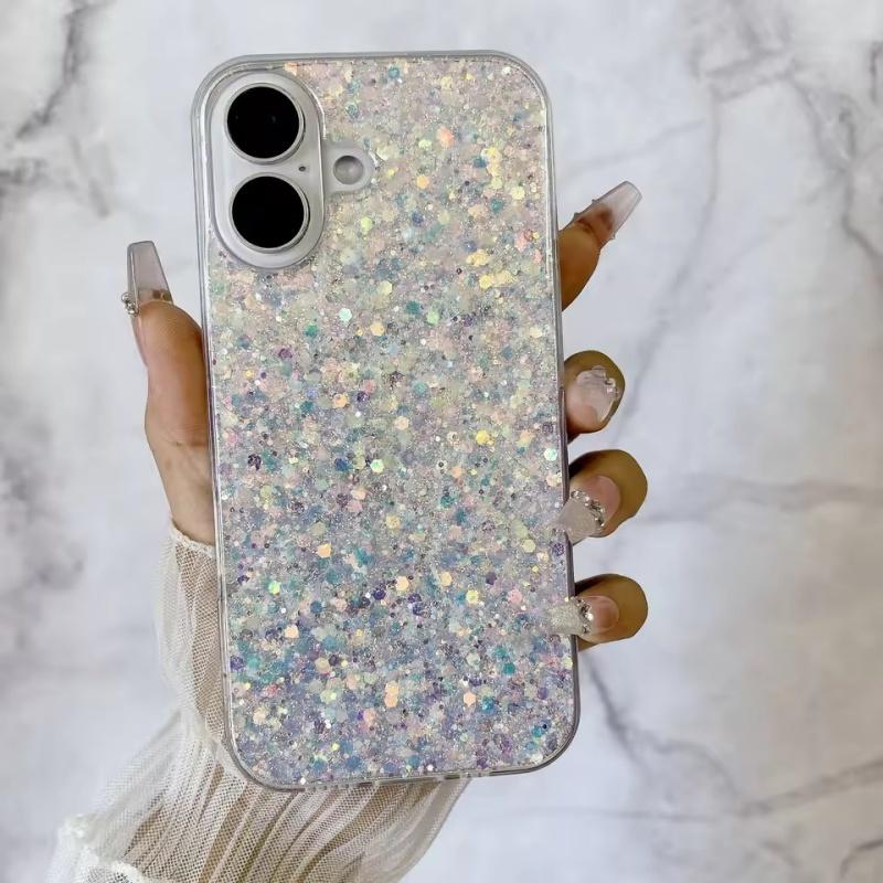 Звездный блестящий силиконовый чехол с пайетками для iPhone 16 15 14 13 12 11 Pro X XS XR Max 8 7 6 Plus SE Bumper Transparent Cover