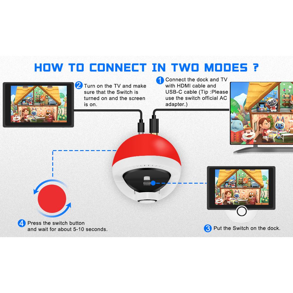 Док-станция для Nintendo Switch, портативный HDMI-совместимый адаптер, многофункциональная зарядная база, держатель-конвертер