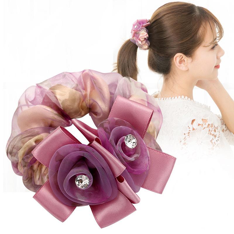 Корейский стиль Цветочная повязка на голову Органза Круглая повязка на голову Тканевые аксессуары для волос Резинка Женская повязка на голову Аксессуары