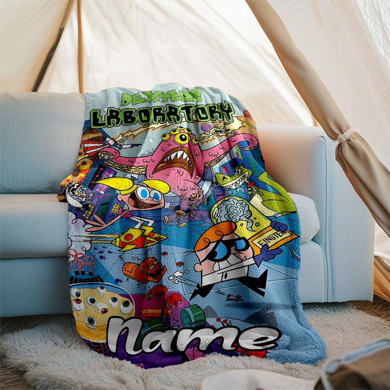 Personalized Custom Name Blanket - Dexter's Laboratory Print Design,Blanket for Sofa,Bed,Travel,Camping - Soft and Warm, Great Gift