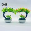 Искусственный цветок, пластиковый искусственный бонсай, романтический, без полива, красивый бонсай с горшком, садовые принадлежности