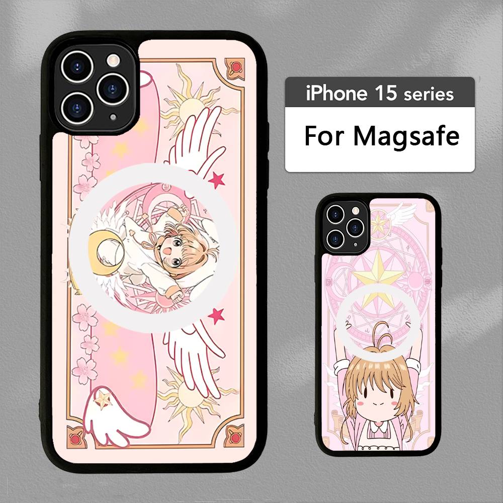 Магнитный матовый чехол для телефона C-Cardcaptor Sakura для iPhone 16 17 15 14 13 12 11 Для Magsafe Беспроводная зарядка Обложка