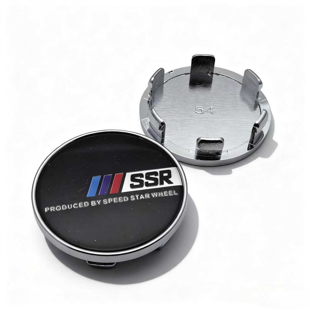 DBS3  4pcs JDM SSR Logo Emblem Car Wheel Center Caps O.D 54MM Clips 49MM Wheels Hub Cap Rim Hubcaps Dust Cover Replace Car Accessories