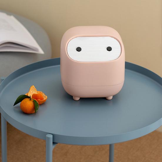 Настольная мусорная корзина со складной крышкой, открывающимся механизмом нажимного типа, компактного размера, мусорное ведро мультяшной формы