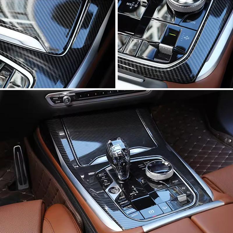2 шт. Для BMW X5 G05 2019-2025 Декоративная накладка на панель переключения передач с рисунком под карбон Автомобильный декоративный чехол Автоаксессуары