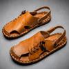 Fashion Summer New Arrival Mens Casual Leather Beach Sandals Fashion Brand Man Two Ways To Wear Slippers and Sandals Outdoor Half Flats