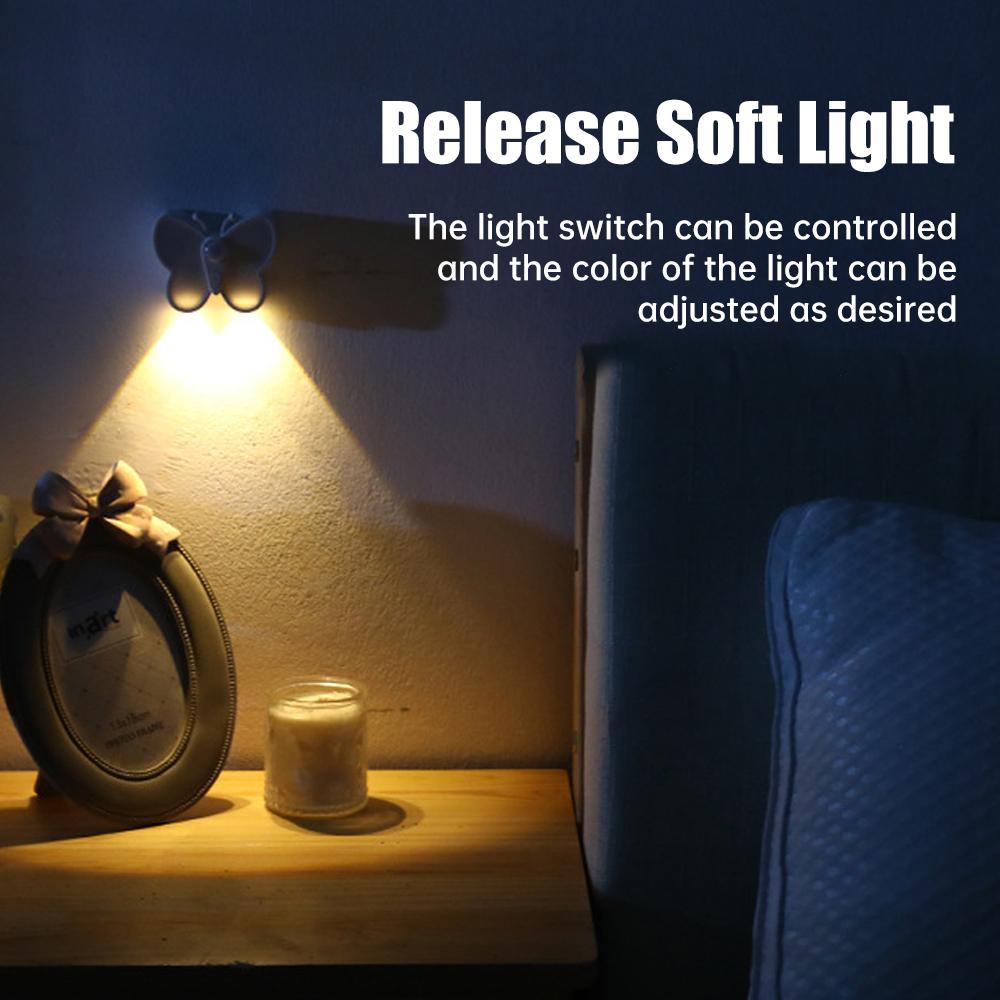 Беспроводной датчик ночник перезаряжаемый магнитный присоска спальня лампа 3-режимный диммируемый бабочка свет для прохода крыльцо прихожая