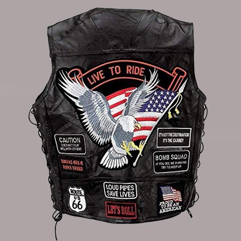 Fashion Leather Biker Motorcycle Vest Punk Vest Concealed Carry Biker Vest with Patches Motorcycle Jackets