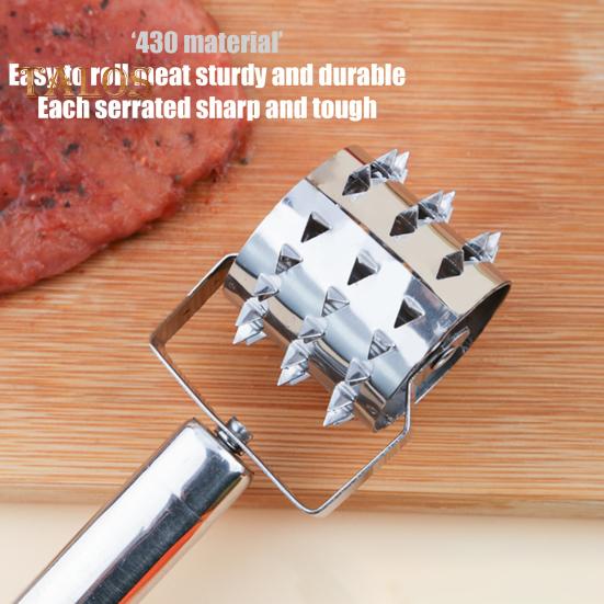 Тендерайзер для мяса, роликовый молоток, лезвие из нержавеющей стали, вращающаяся ручка, кухонный инструмент для стейка, курицы, свинины, говядины, пиццы
