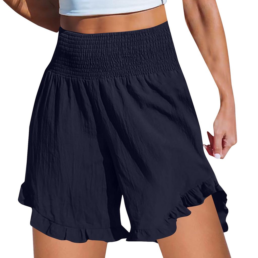 Женские однотонные тонкие повседневные брюки с эластичной резинкой на талии, свободные брюки, шорты