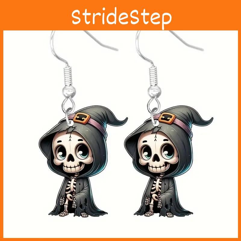 Halloween Earrings Themed Featuring Each Cat Demon Pumpkin And Skull Pattern