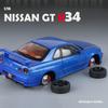 Big Size 1/18 Scale Nissan GT-R R34 Skyline Alloy Car Model Diecast Toy Car for Boys JDM Racing Car Toy Gift Collectible Hobby