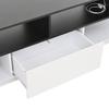 180*40*48cm Freestanding TV Cabinet with LED Light, L-Shape and Drawers, High-Gloss White, Suitable for 75-Inch TVs, White+Black
