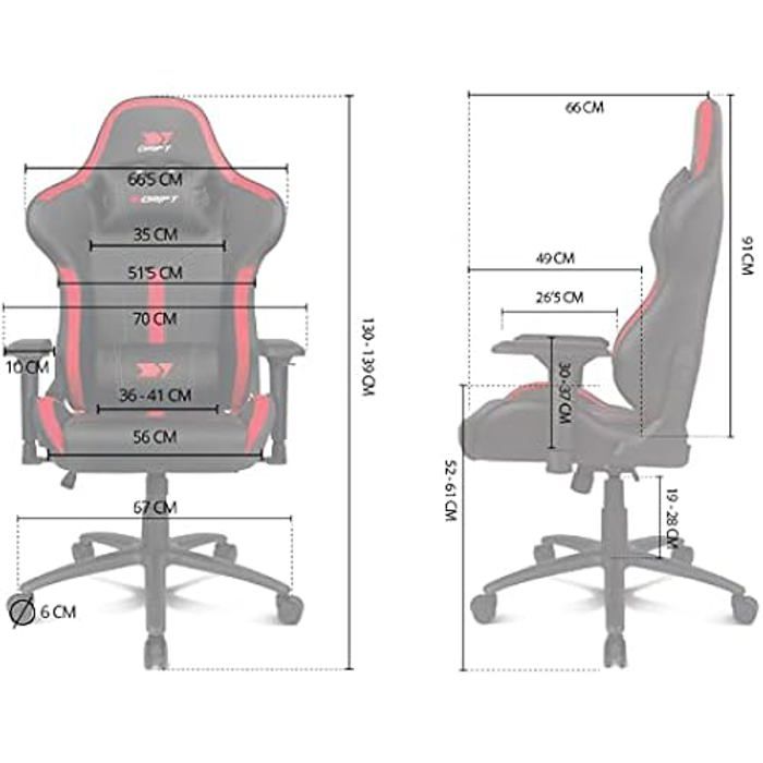 Fauteuil De Jeu Professionnel - DRIFT GAMING - DR350 - Similicuir - Accoudoirs 4D - Roulettes Silencieuses
