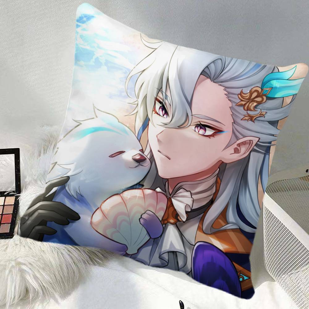 Игра Genshin Impact Нёвиллет Наволочка Квадратная Подушка Спальня Диван Досуг Комфорт Подушка Автомобиль Домашний Декор