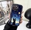 Чехол для телефона с рисунком «Звездная ночь» и черным котом для Samsung S25 S24 S23 S22 S21 S20 FE Ultra Plus 5G, силиконовый чехол