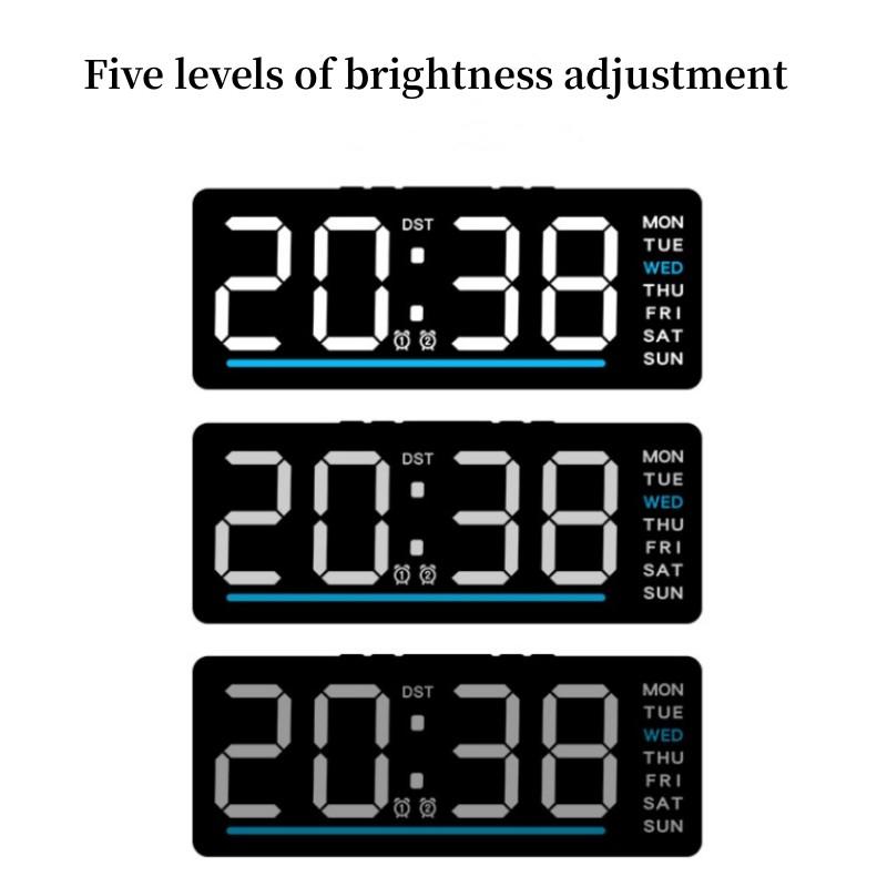 Цифровой светодиодный будильник с датой, температурой, яркостью, регулировкой, электронные часы, детские, прикроватные, бесшумные, с функцией повтора сигнала, 12/24 ч, питание от USB